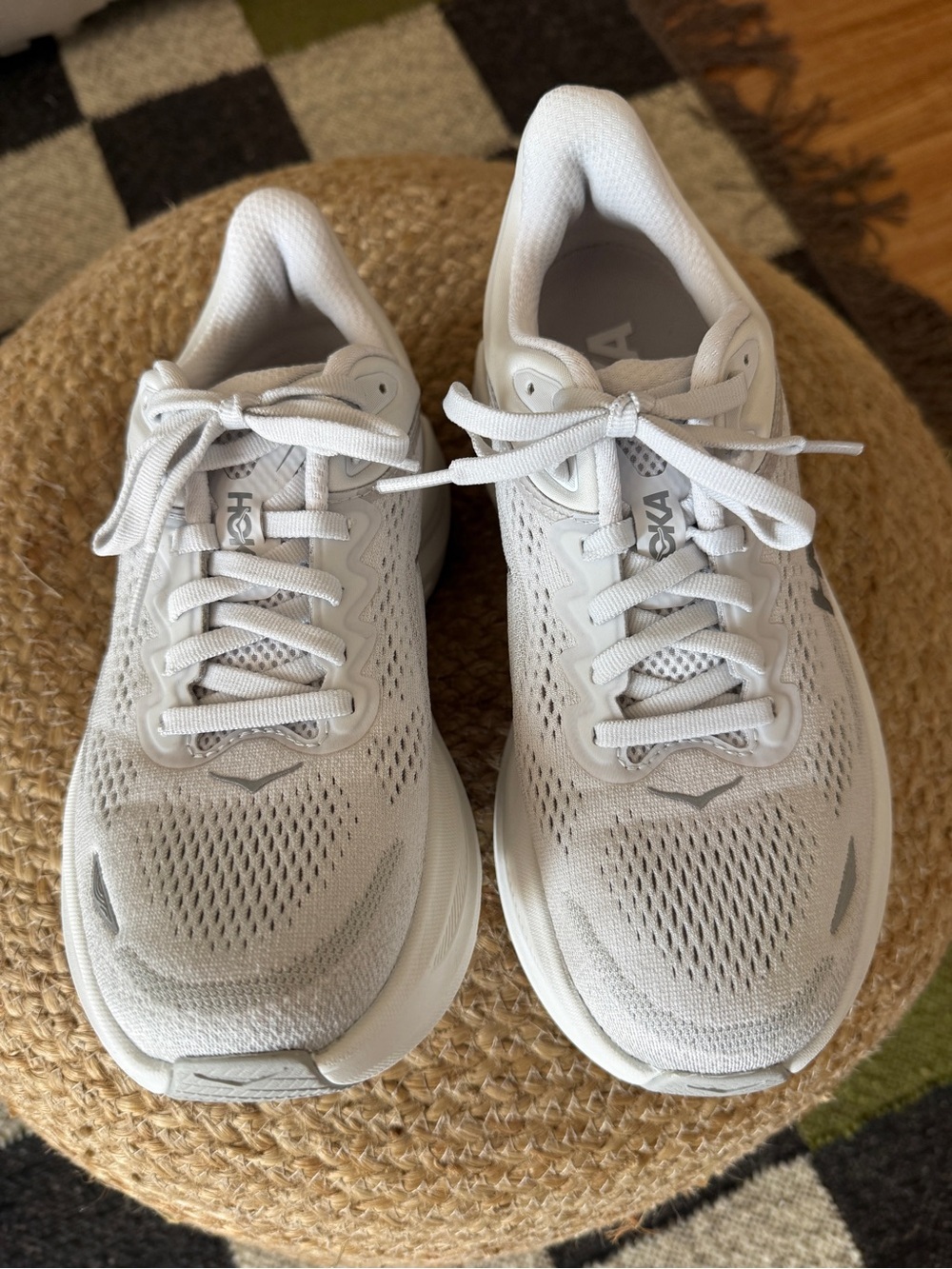 Hoka Bondi 9 Women's White Athletic Running Shoes 6.5